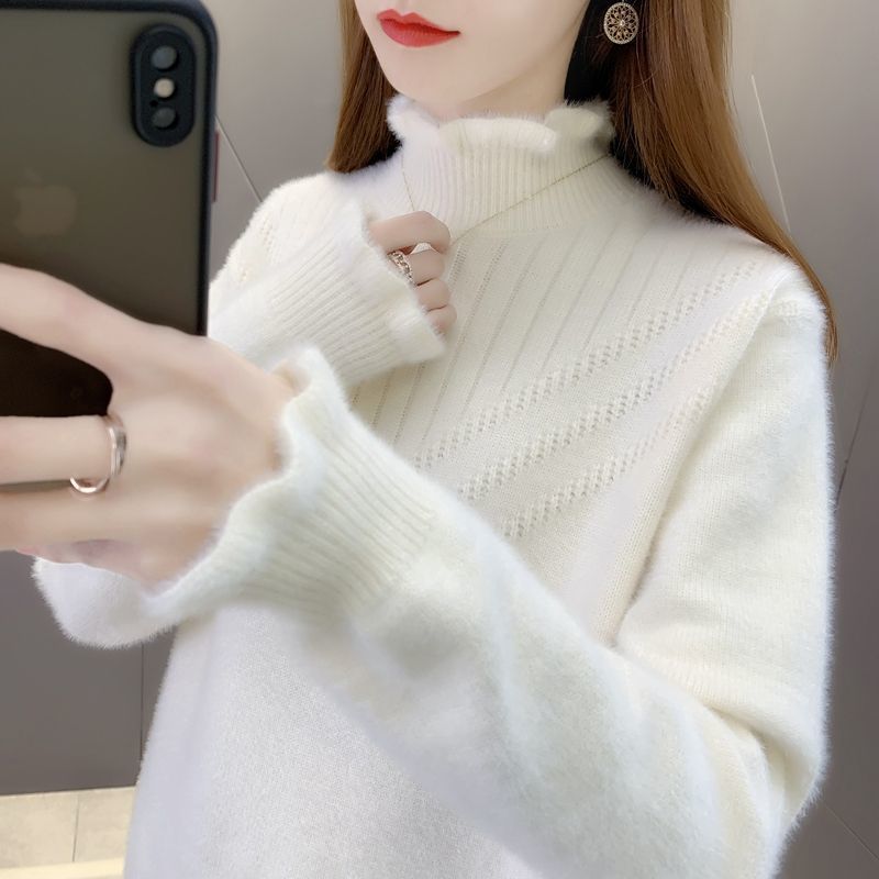 Kvinders hyggelige højhalset sweater med tekstureret design Stilla