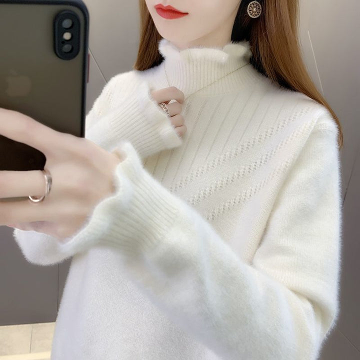 Kvinders hyggelige højhalset sweater med tekstureret design Stilla