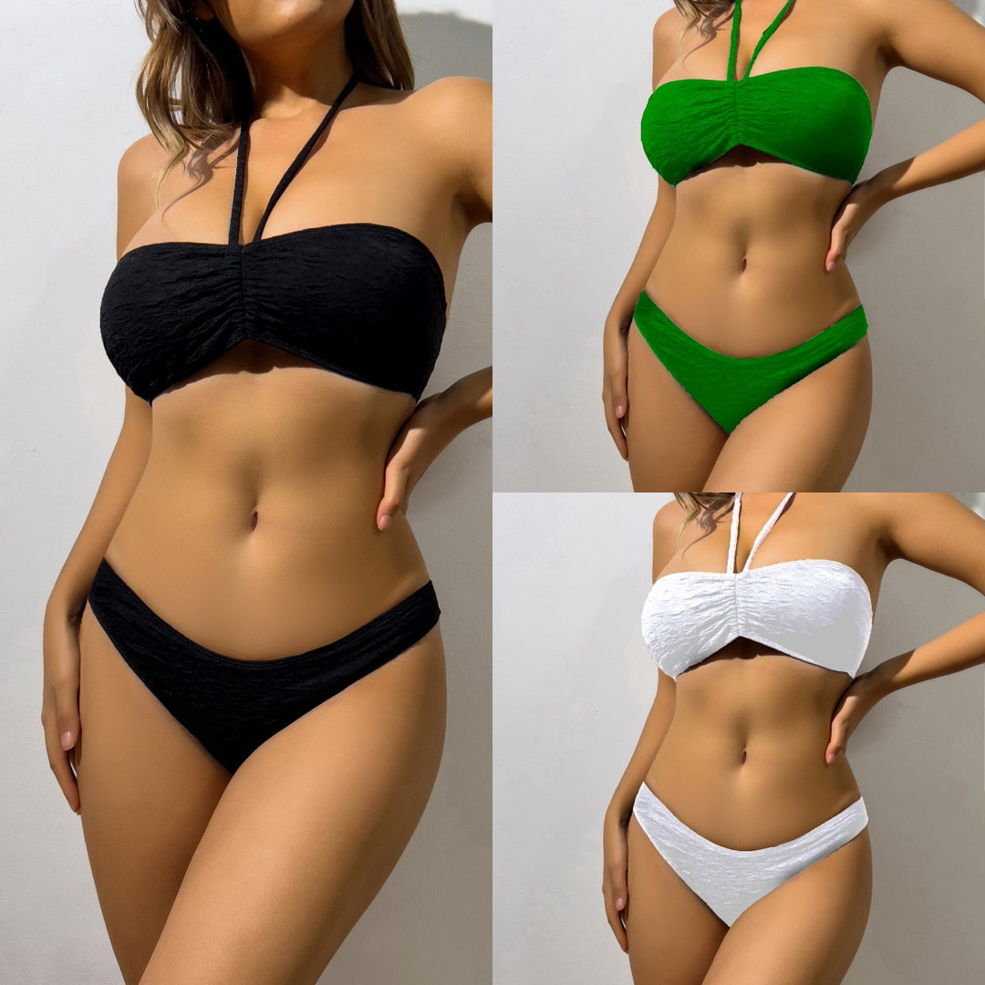 Femme Spids-Detail Bandeau-Bikini-Sæt Stilla
