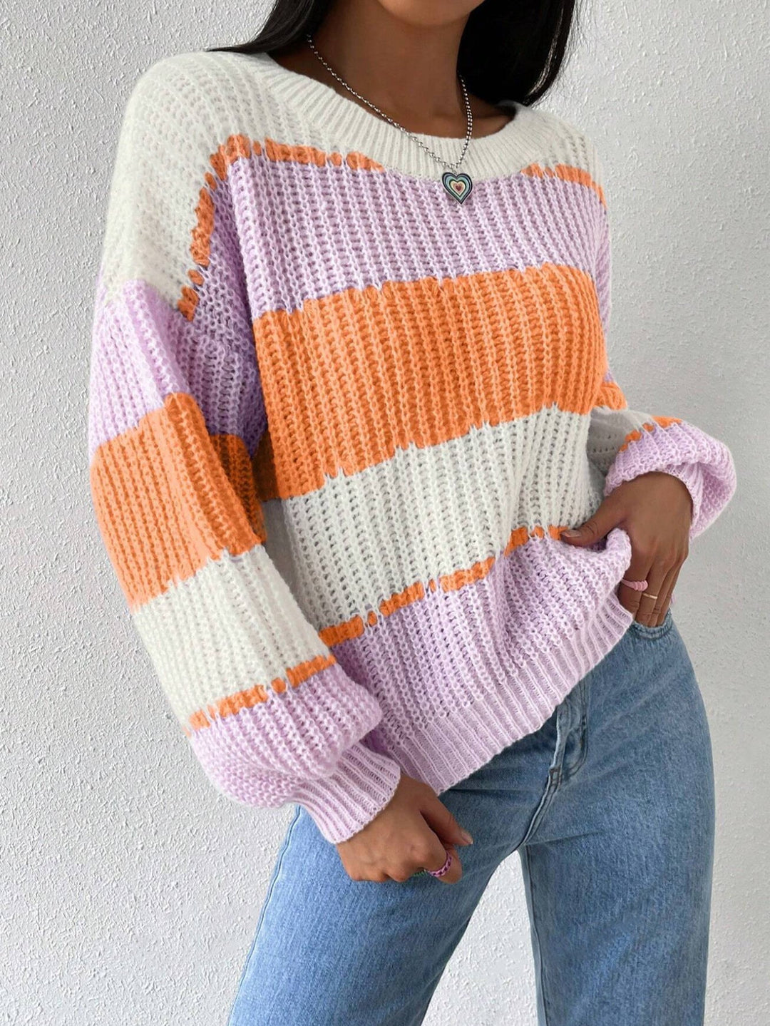 Stilla | Pullover Pullover Grovstrik Overdimensioneret Fit Langærmet Fritid Crew Neck