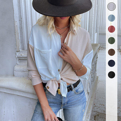 Kvinders oversized bluse skjorte med to farvedesigns og fashionable knapdetaljer Stilla