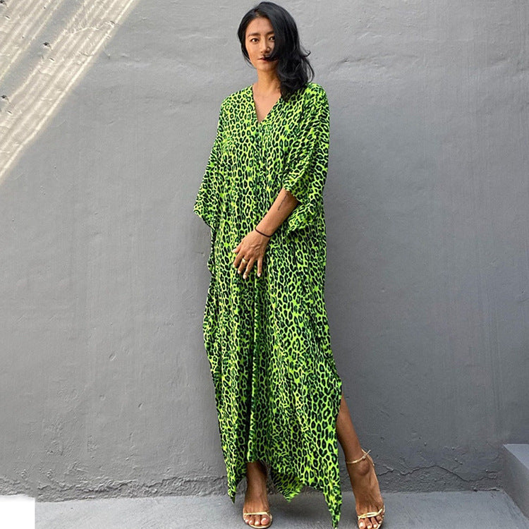 Dame Strandtunika i elegant leopardlook Stilla