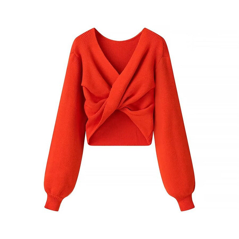 Femme Forkortet Strikket Pullover med Twist-Design Stilla