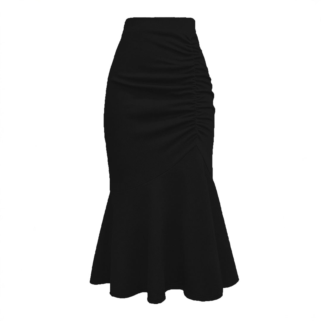 Dame elegant midiskørt med asymmetrisk snit og rynkning