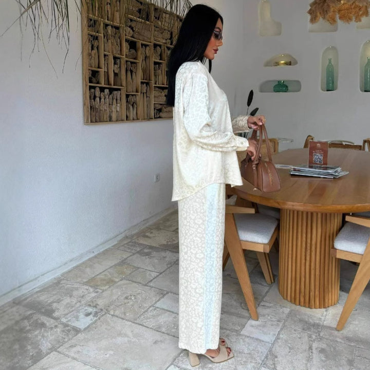 Dame Luxe Satin Pyjamas-Sæt med elegant Overdel- og Bukse-Kombination Stilla