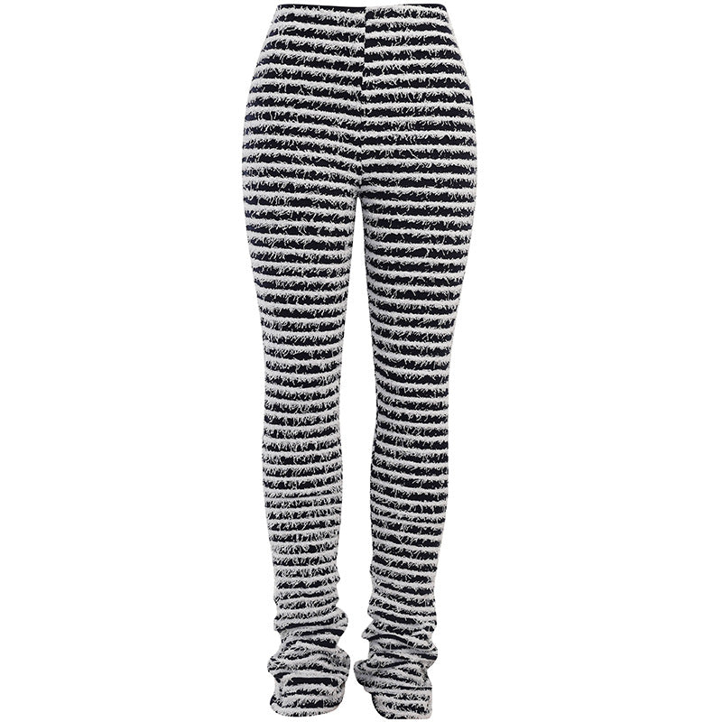 Dame strik leggings med raffineret zigzag mønster Skovae