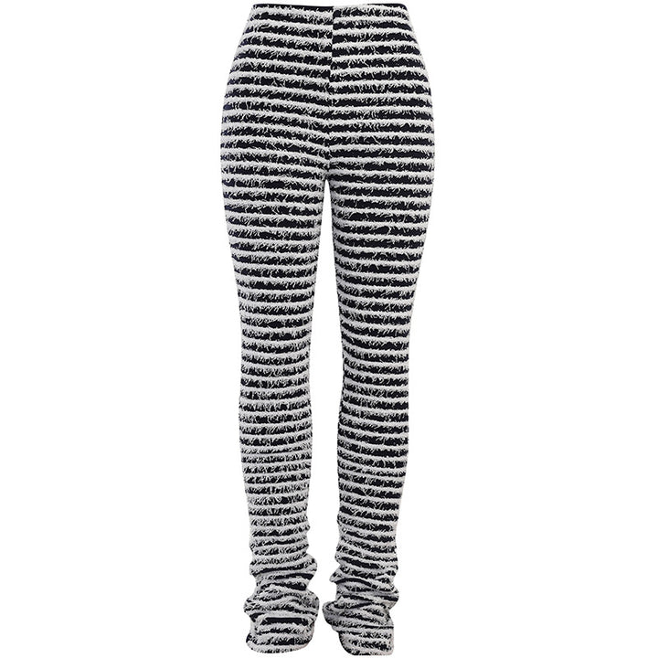 Dame strik leggings med raffineret zigzag mønster Skovae