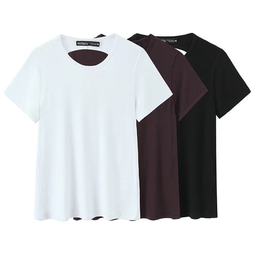 Dame Sporty T-shirt med fashionable rygudskæring Skovae