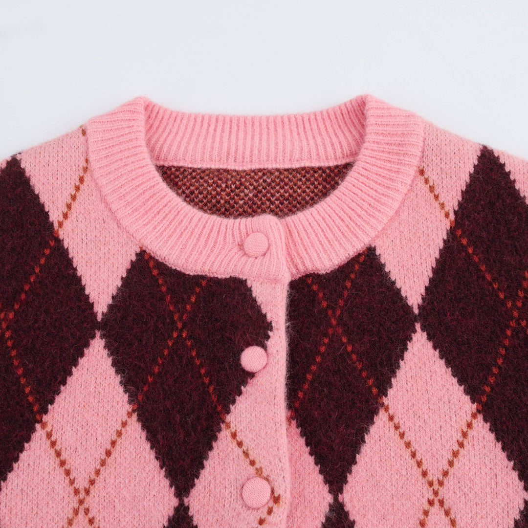 Femme Argyle-mønster Strikjakke Stilla 1750151739