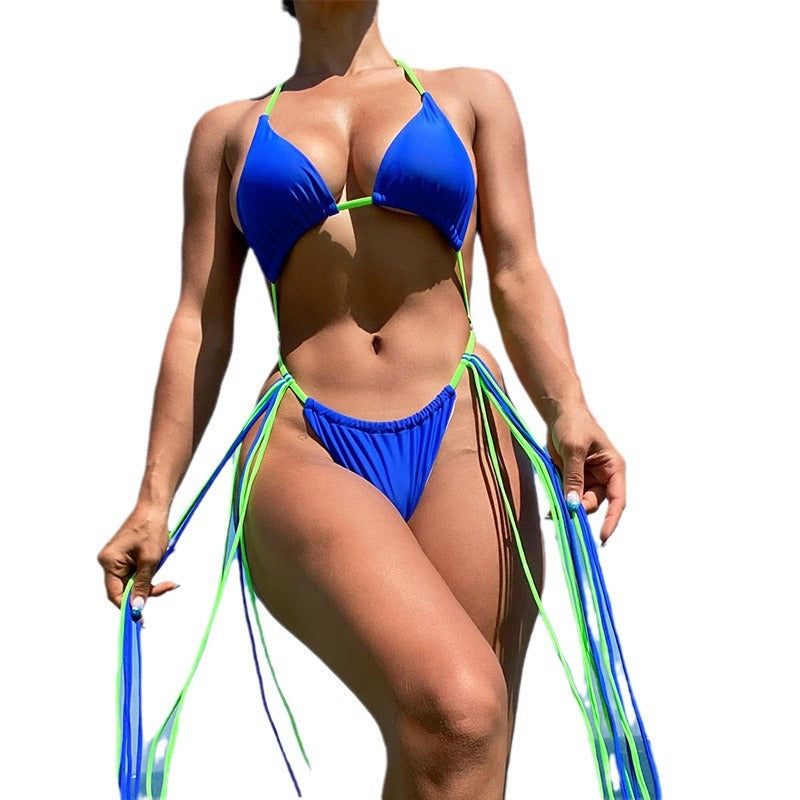 Dame bikini sæt med justerbare stropper og trendy frynser Stilla