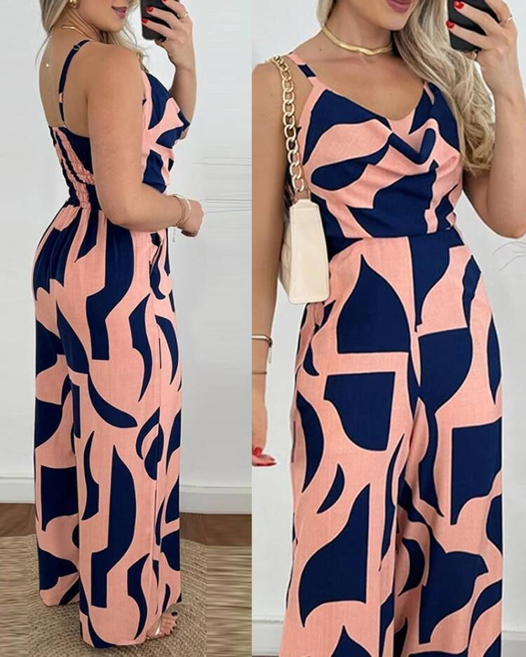 Dame Elegant Jumpsuit med krydsede stropper og flydende snit Stilla
