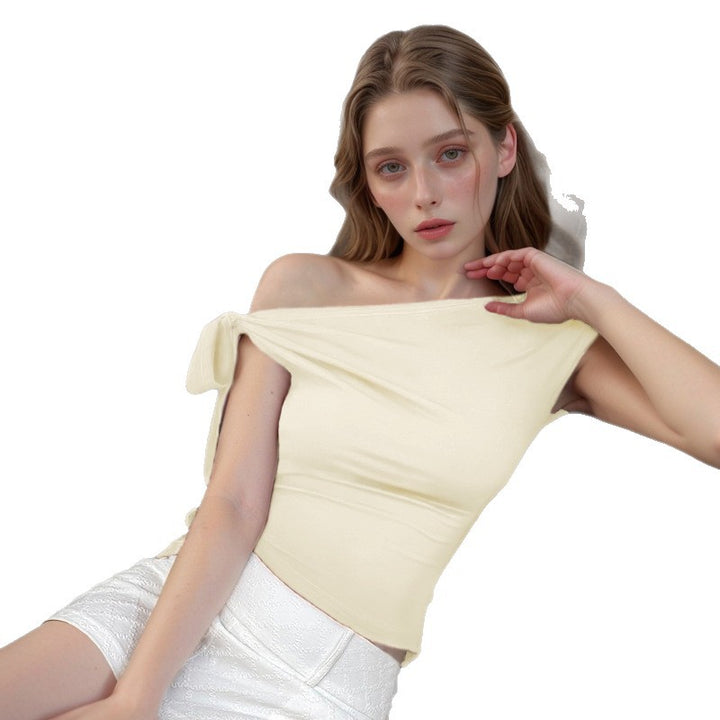 Dame Off-Shoulder Top med dekorativ sidenbinding Skovae