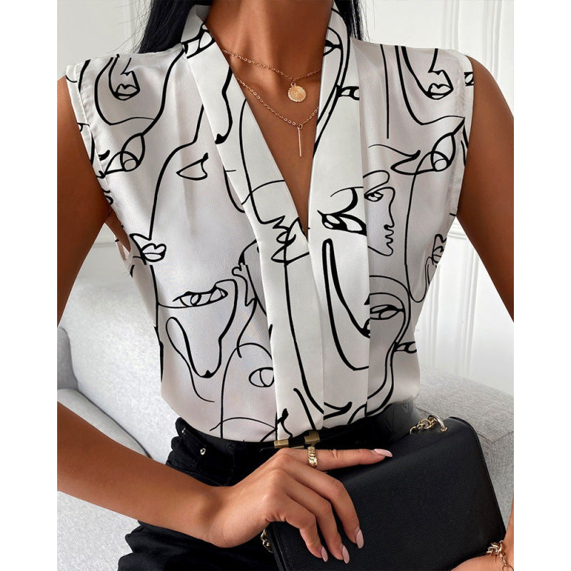 Dame Elegant Abstrakt Tryk Bluse Stilla