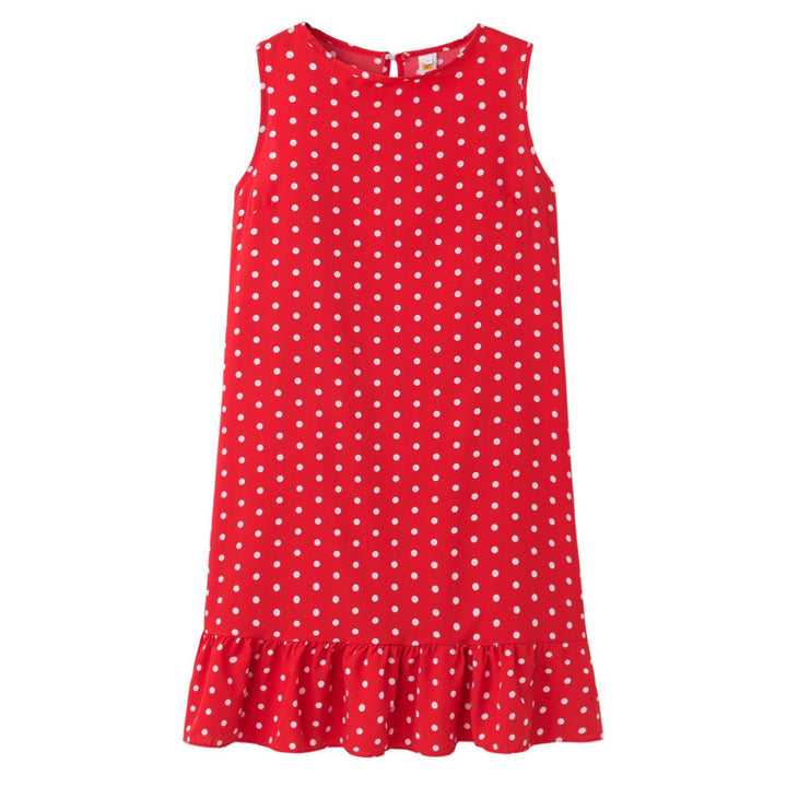 Femme Leges Polka Dot Shift Kjole med Flæsekant Stilla