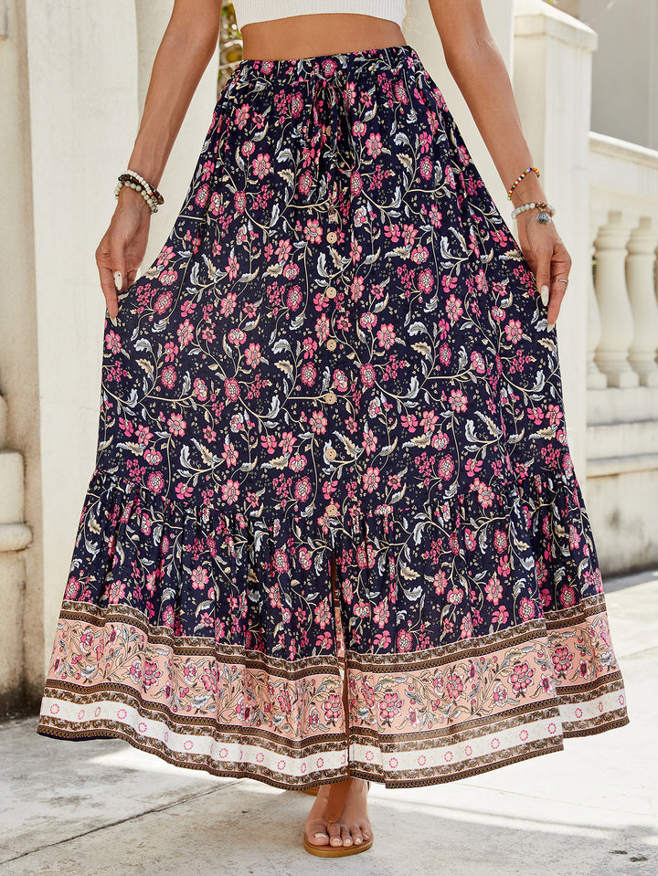 Dame Maxi-nederdel med blomster mønster Stilla