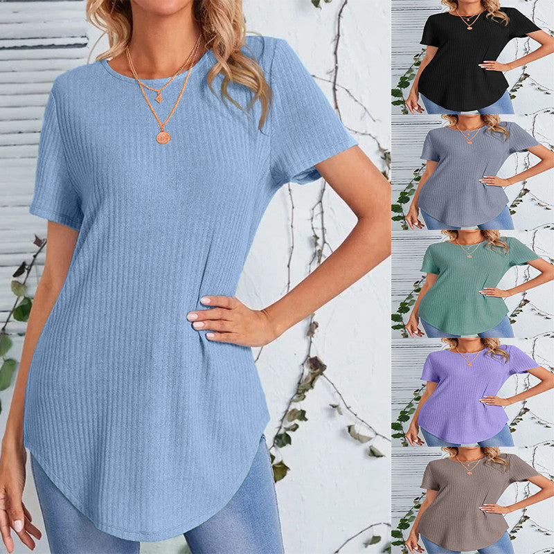 Dame afslappet Langærmet t-shirt med moderne ribmønster Stilla