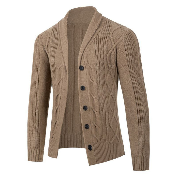 Herre Struktureret Kabelstrik Cardigan Pullover Stilla