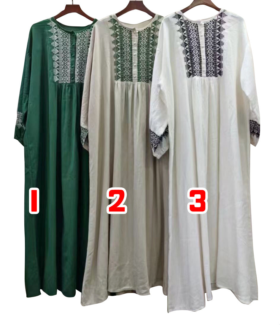 Femme Etisk Broderet Kaftan Kjole Stilla