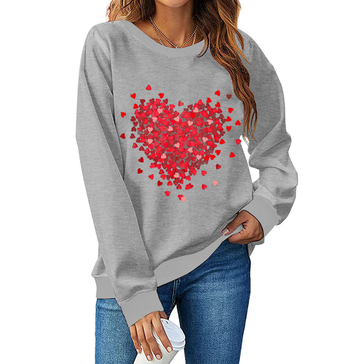 Dame Sweatshirt med hjerte motiv og afslappet sknit Stilla