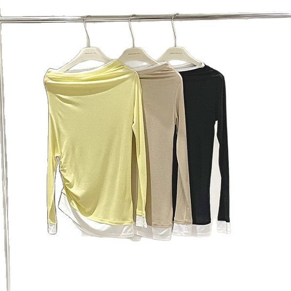 Damer Elegant asymmetrisk langærmet skjorte med højkvalitets detaljer Stilla