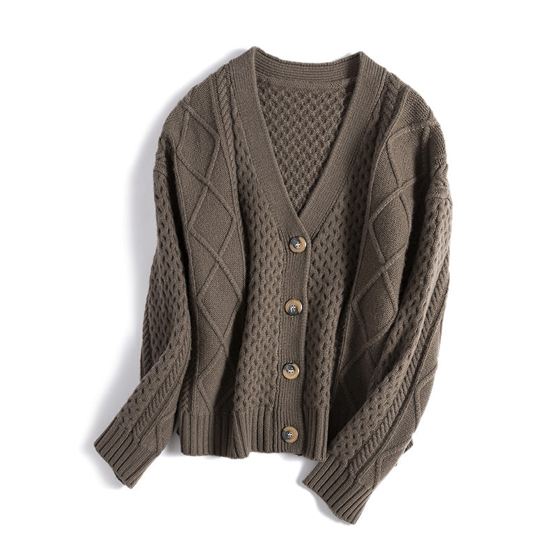 Femme Chunky Strikjakke med struktureret sting Stilla