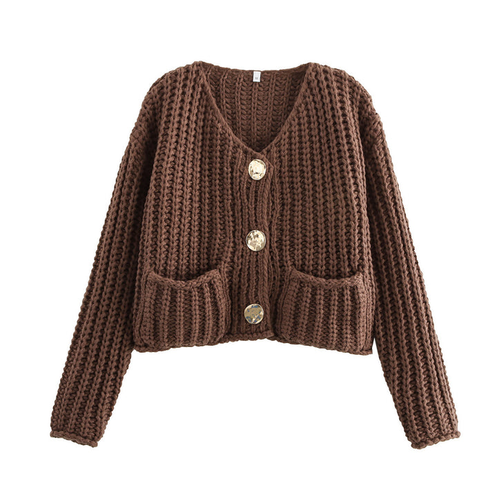 Femme Chunky Strikjakke med frontlommer Stilla