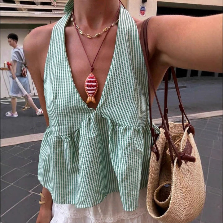 Femme Rüschen Peplum Halter Top Stilla