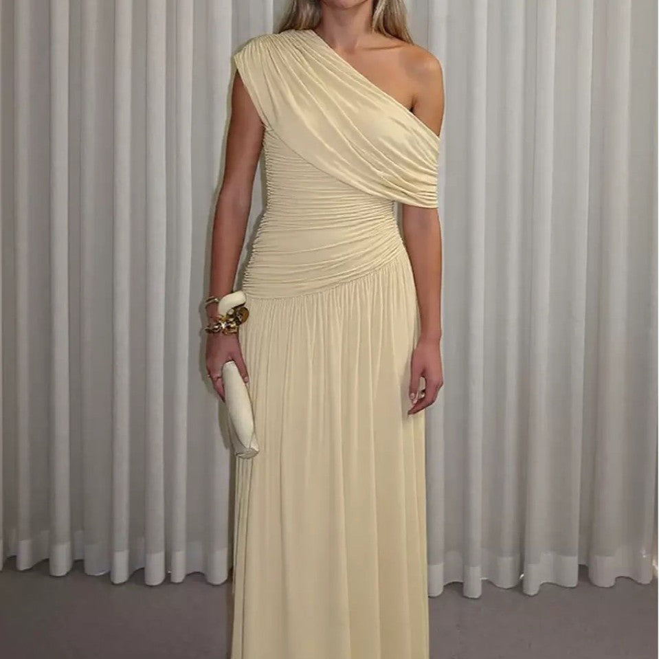 Kvinder Off-Shoulder Maxi Kjole med Drapering Detaljer Skovae