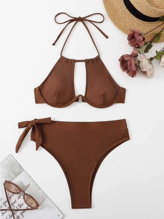 Dame Højkrave Cut-Out Bikini Sæt Stilla
