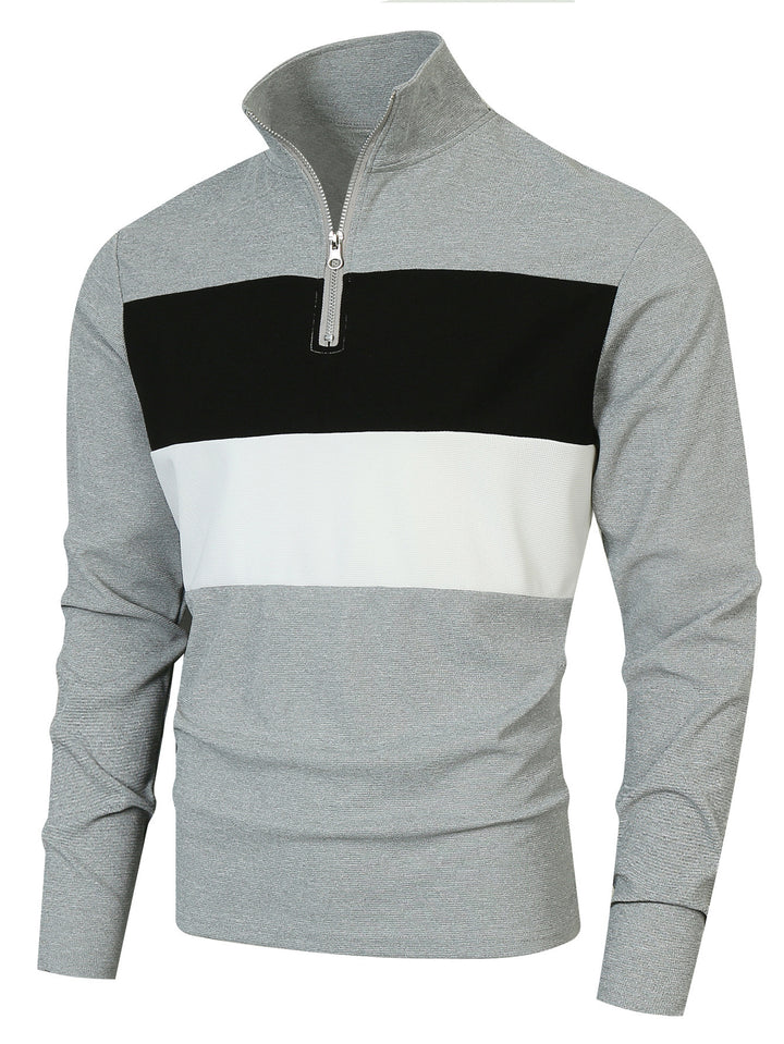 Herrer mode højkrave sweater med lynlås og struktureret design Stilla