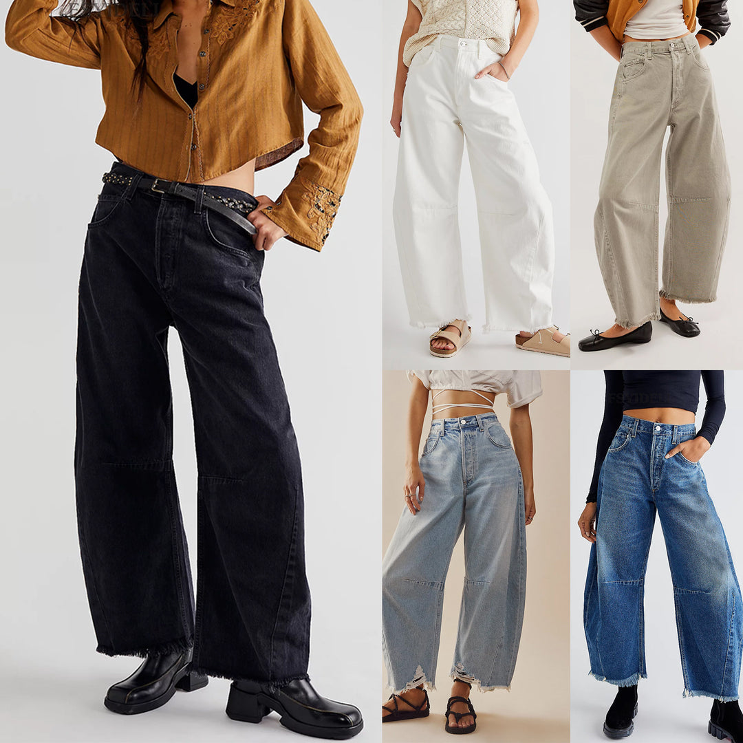 Damevidde jeans med moderigtigt slag og frynset kanter Stilla