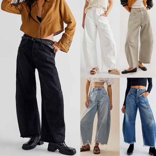 Damevidde jeans med moderigtigt slag og frynset kanter Stilla