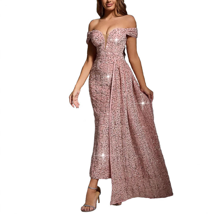 Kvinder Off-Shoulder Pailletter Aftenkjole Stilla