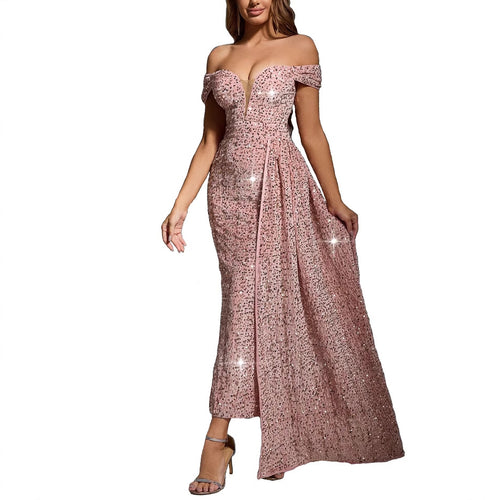 Kvinder Off-Shoulder Pailletter Aftenkjole Stilla