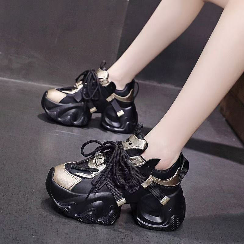 Dame Chunky Sneakers med tyk plateau og moderigtigt glimmer-detalje Stilla