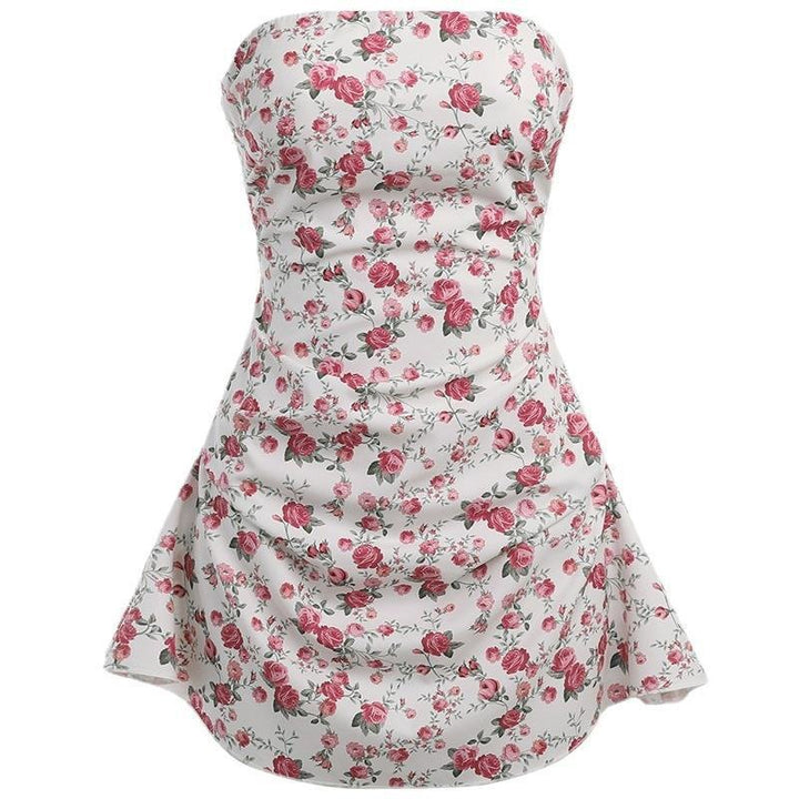 Dame Båndløs Floral Fit-and-Flare Mini Kjole Stilla