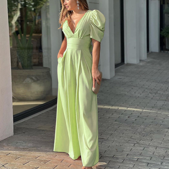 Dame jumpsuit med elegante puffærmer Stilla