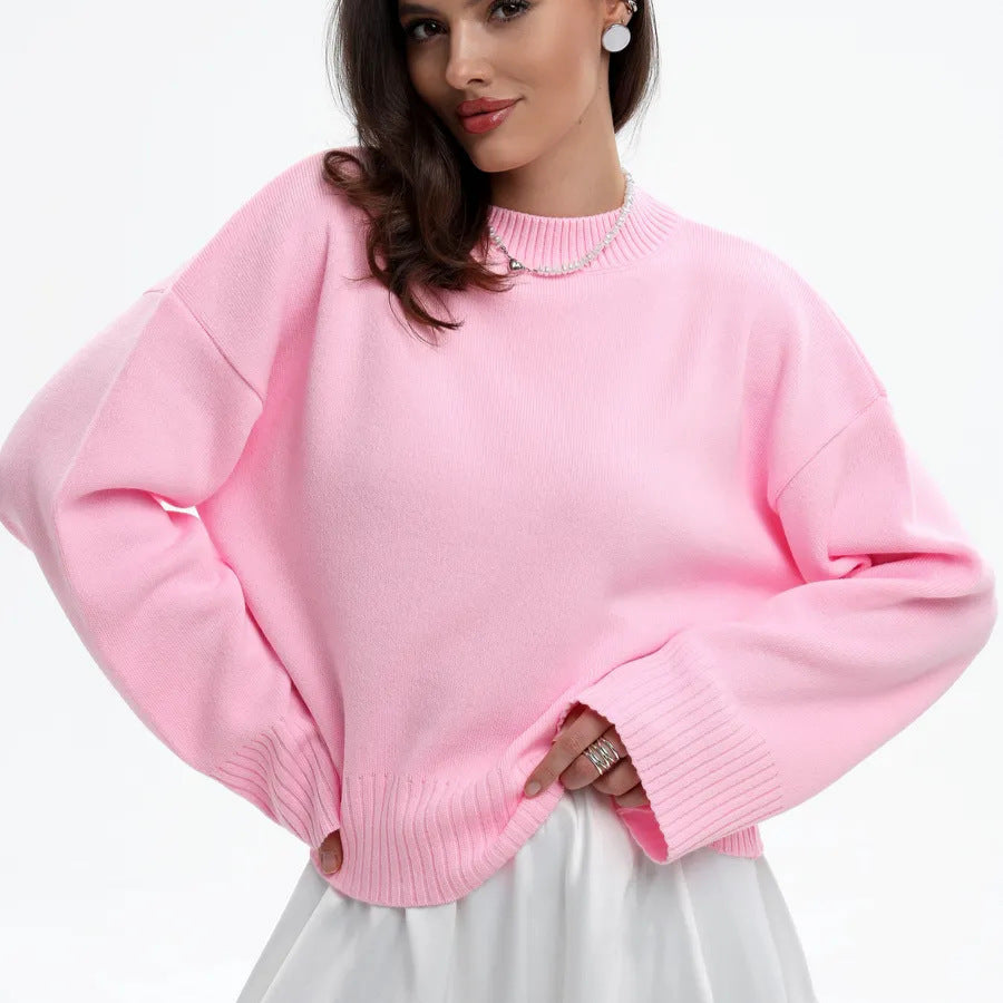 Kvinders afslappede oversized sweater med forkortede ærmer og tekstureret strikkemønster Stilla