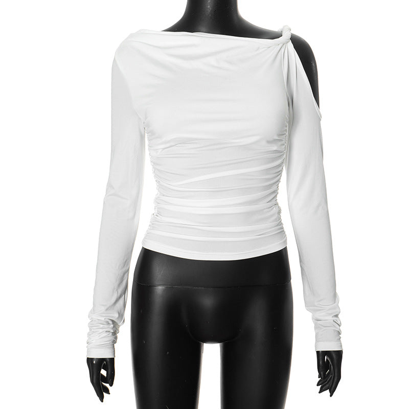Femme Asymmetrisk Rüschet Langærmet Top Stilla