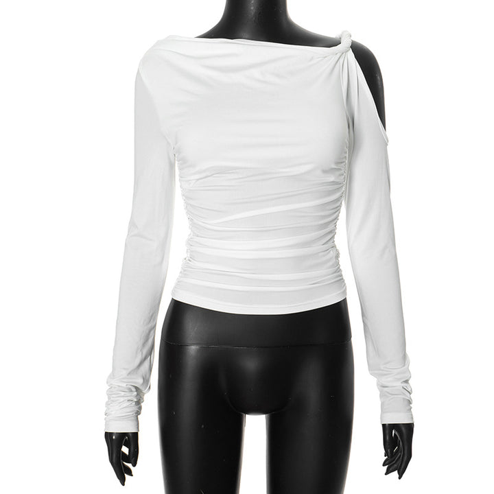 Femme Asymmetrisk Rüschet Langærmet Top Stilla