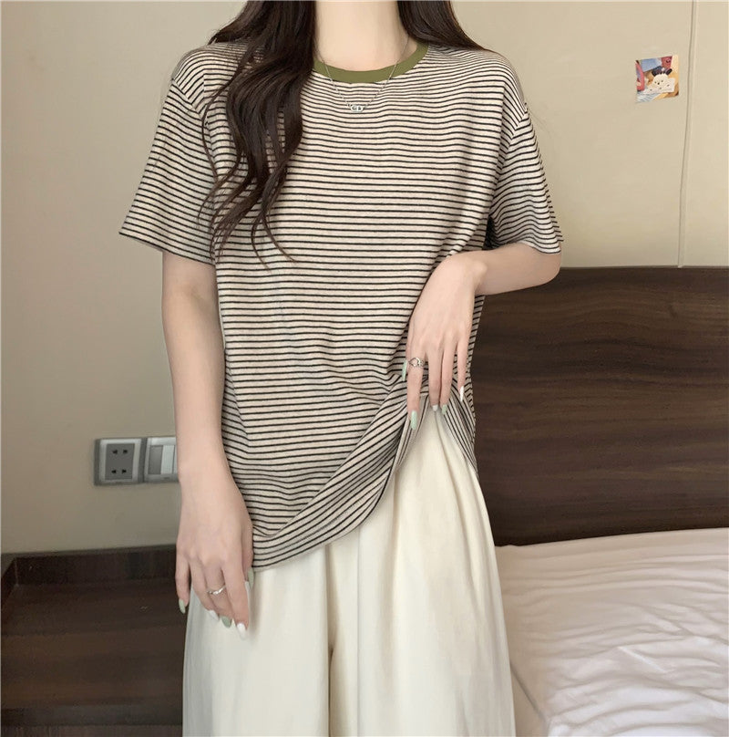 Kvinde Stribet Casual T-Shirt Stilla