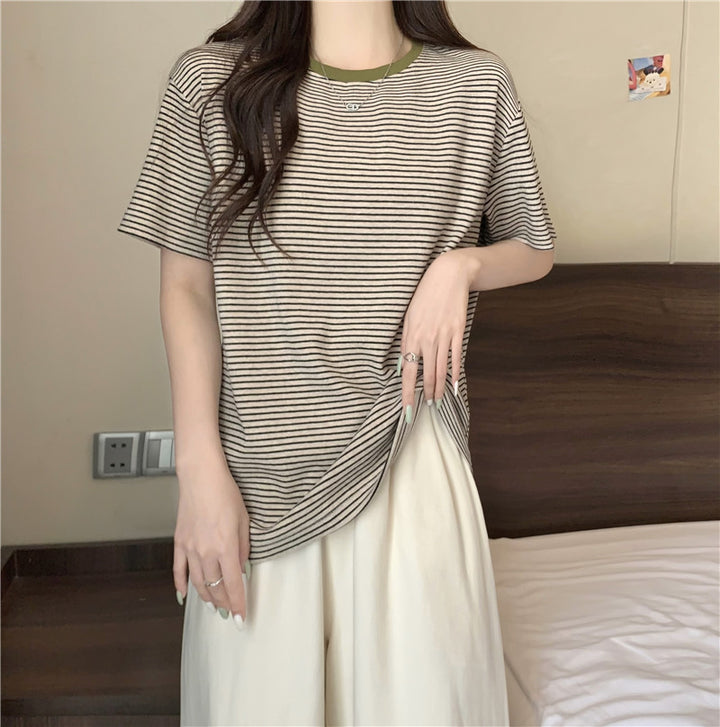 Kvinde Stribet Casual T-Shirt Stilla