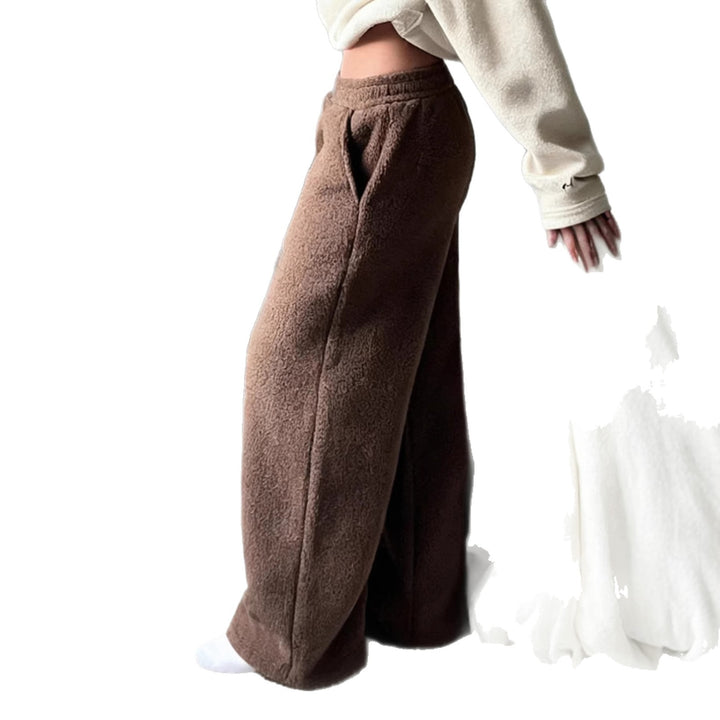 Damer Fuzzy Joggingbukser med elastisk linning og sidelommer Skovae