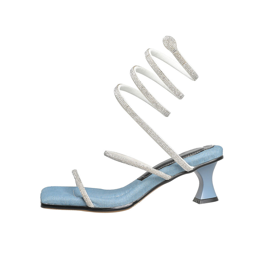 Femme Elegante Anklerem Blokhæl Sandaler Stilla