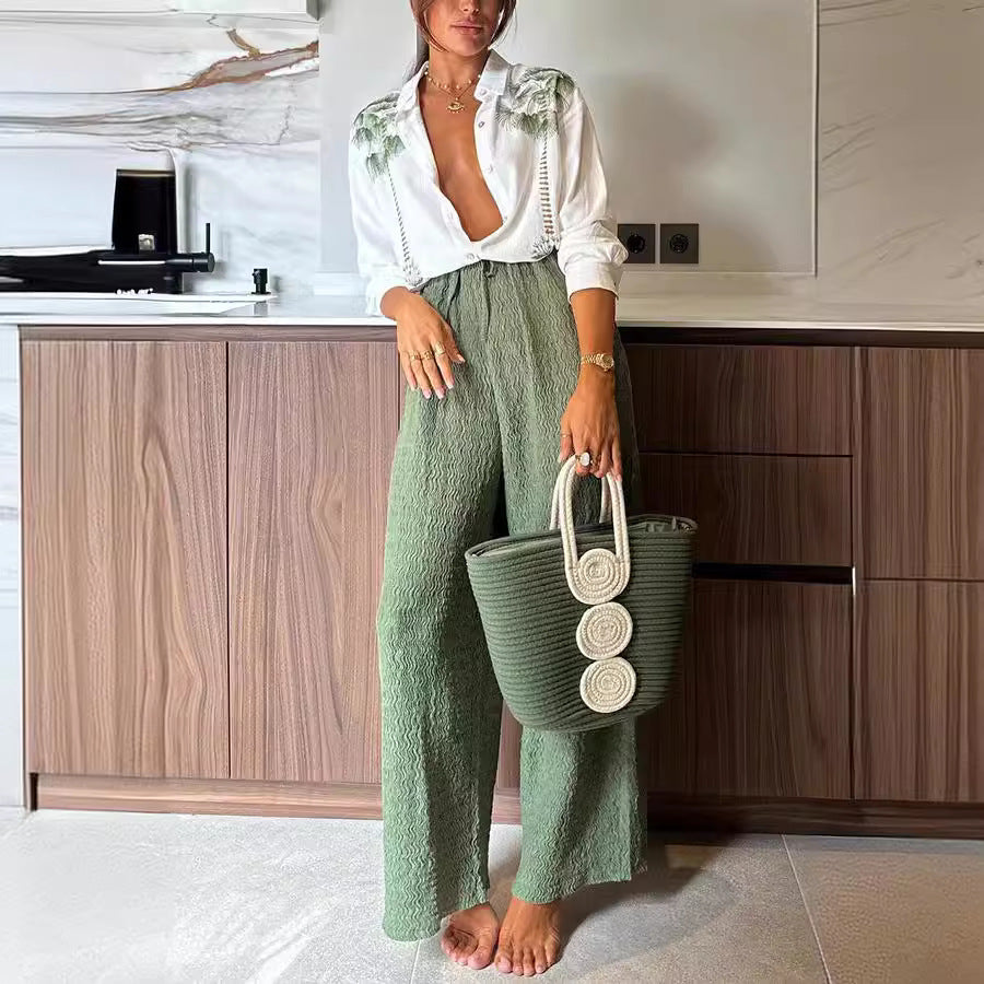 Damebluse med florale broderier Stiila