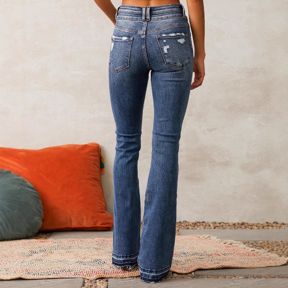 Dame Flare Jeans i Vintage-stil med høj talje Stilla