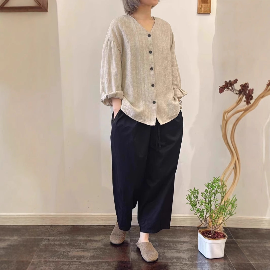 Femme Alsidig Button-Up Linned skjorte Stilla