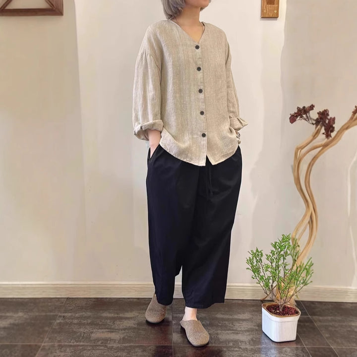 Femme Alsidig Button-Up Linned skjorte Stilla