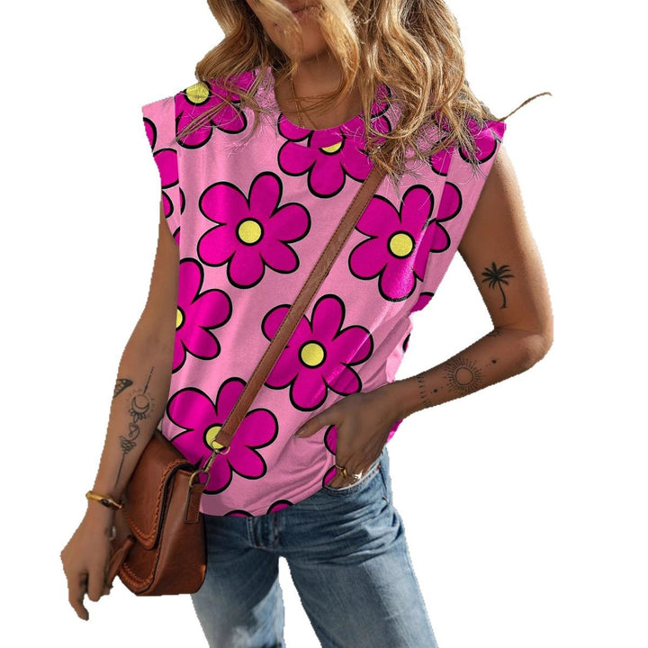 Dame trendy T-shirt med iøjnefaldende blomsterdesign og store størrelser Stilla