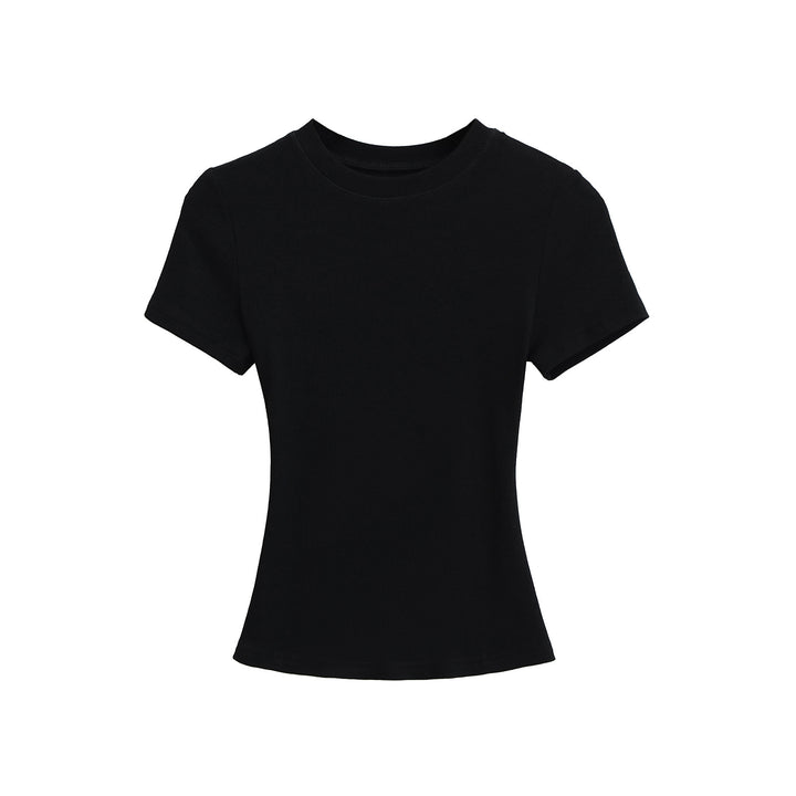 Dame Figurnær Kortærmet T-shirt lavet af højkvalitets ribmateriale med Rundhalset uddybning Stilla